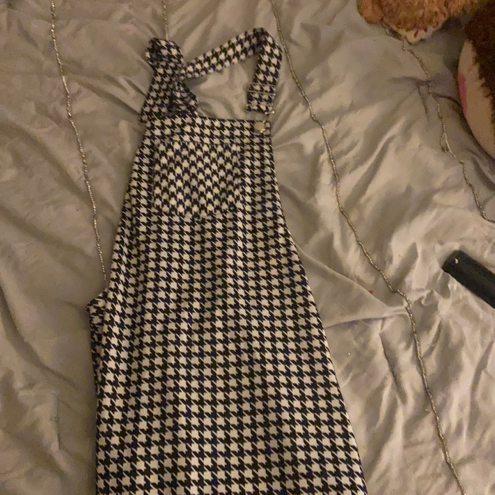 Black and white overall dress